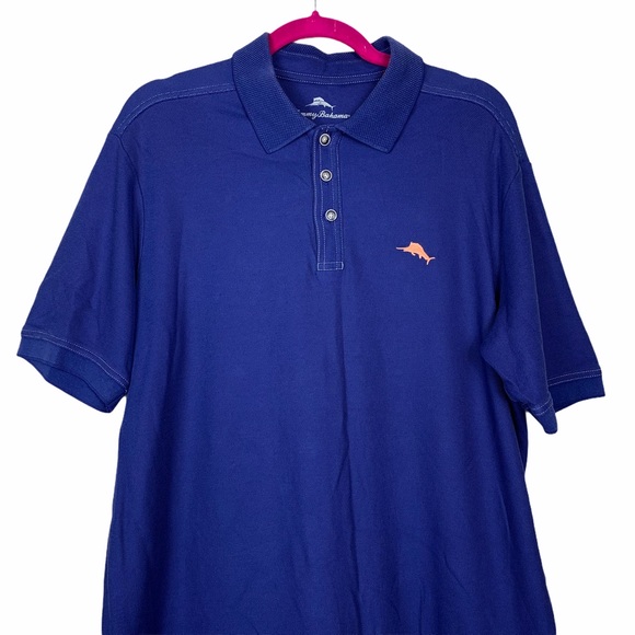 Tommy Bahama Supima Cotton Blue Orange Polo Shirt - Picture 3 of 6